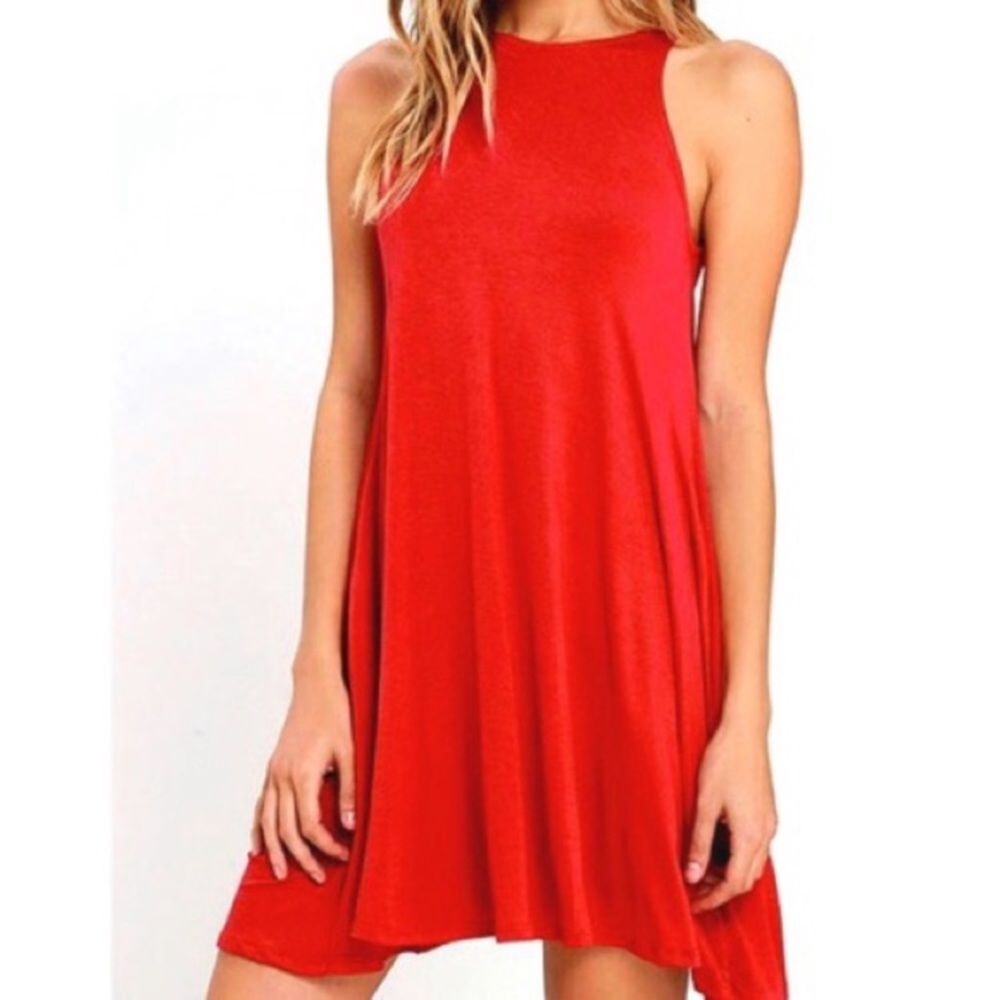 Lulu’s Red Swing Dress with Pockets